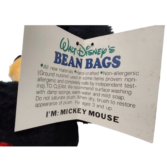 Vintage Walt Disney Mickey Mouse Bean Bags Plush w/Tags Handcrafted Stuffed Toy - Picture 9 of 13